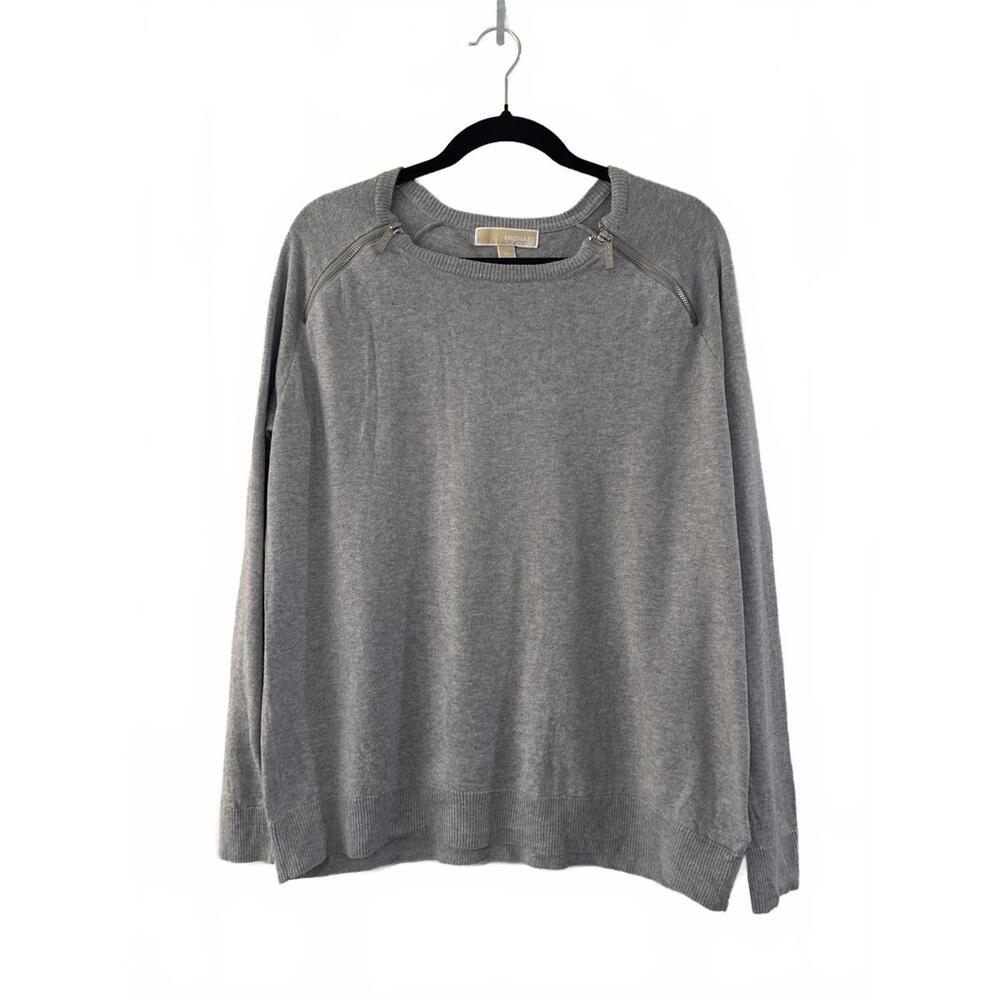 Michael Kors Gray Zip-Shoulder Sweater – Size XL